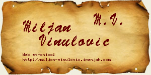 Miljan Vinulović vizit kartica